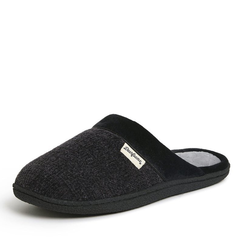 Dearfoams Women's Samantha Knit Closed Toe Scuff Slipper, Black, Large Wide - Image 1